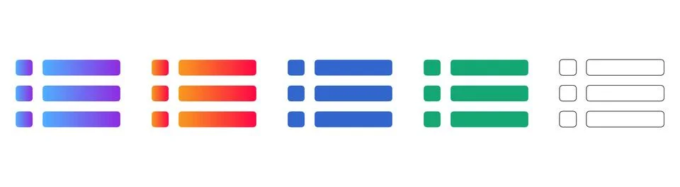 UI List Bullet Point Menu Icon Set Stock Illustration
