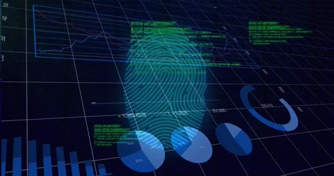 UI loading, holo fingerprint pulsing while scanner scanning for security, Stockbeeldmateriaal 333904533