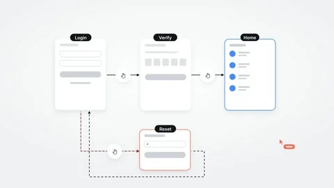 UI Login Flow Mobile App Transition Web Interface Form White Card Blue Accent Stock Footage 346163678