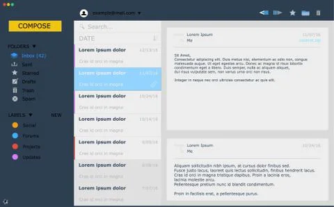 UI of mail software 스톡 일러스트