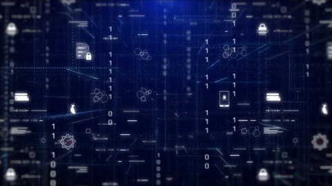 UI Modern Cyber Security Analytics Interface Featuring Digital Protection Icons Stock Footage 317430064