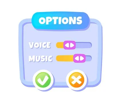 UI options panel for game Stock Illustration