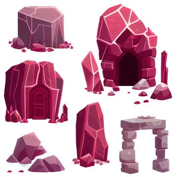 Ui or gui design elements. Isolated user panel keys, Vector set, stone Stock Illustration