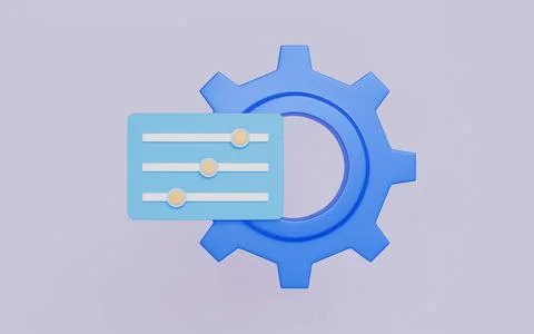 UI panel with gear and slider, System or application preference controls Stock Illustration