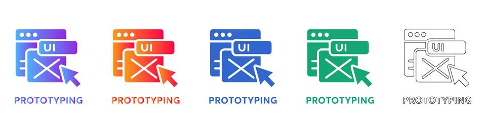 UI Prototyping and Interface Design Icons Stock Illustration