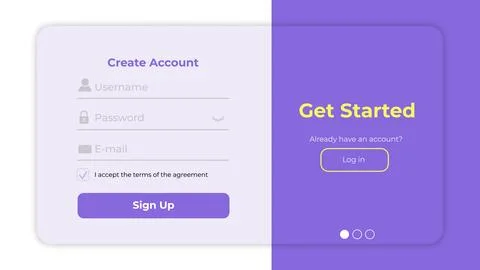 UI register form. Simple user sign up interface for web applications. Ilustración de archivo