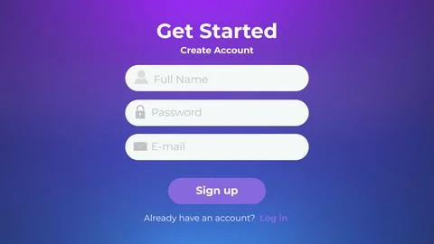 UI register layout. Sign up web form with gradient background. Minimalistic.. Stock Illustration