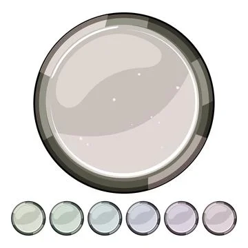 Ui round game button cartoon vector graphic Stock Illustration