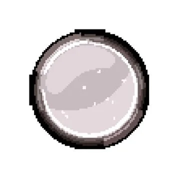 Ui round game button pixel art vector illustration Stock Illustration