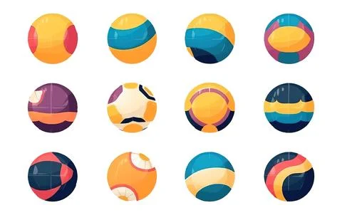 Ui set vector illustration of colorful beach ball isolated on white background Stock Illustration