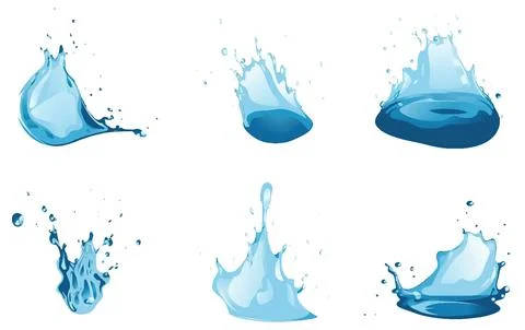 Ui set vector illustration of water waves and rain drop cloce up isolate Stock Illustration