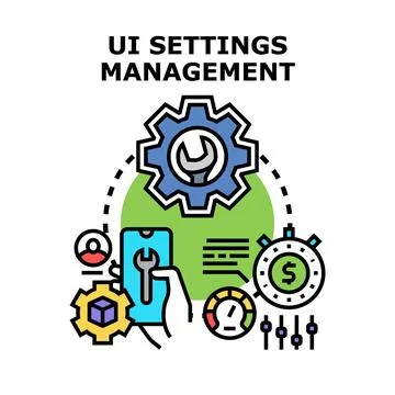 Ui settings management application configuring user interface Stock Illustration