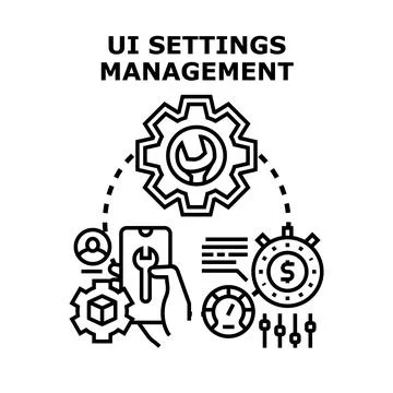 Ui settings management application configuring user interface Stock Illustration
