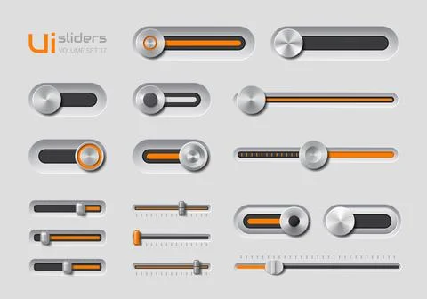 Ui slider bar buttons with adjustable knobs set Illustrazione stock