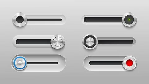 UI slider bar buttons, volume switch slide toggles Illustrazione stock