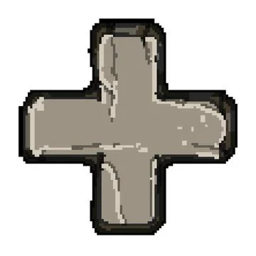 Ui stone button pixel art vector illustration Stock Illustration
