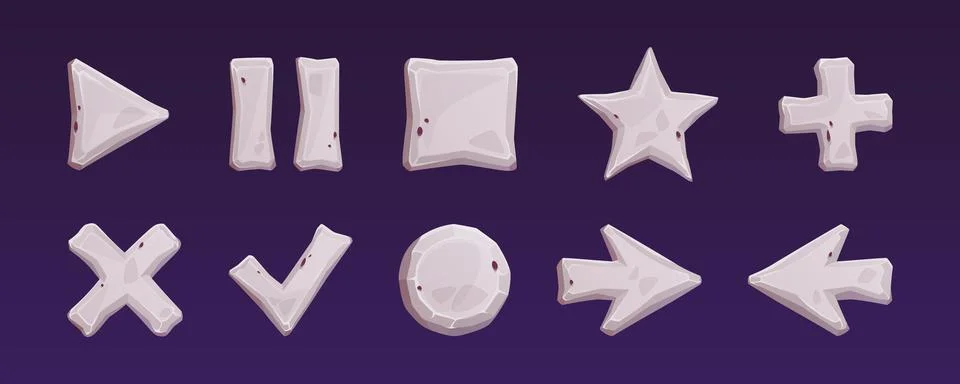 Ui stone texture game button frame cartoon vector Stock Illustration