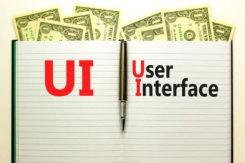 UI user interface symbol. Concept words UI user interface on white note. Meta 写真素材