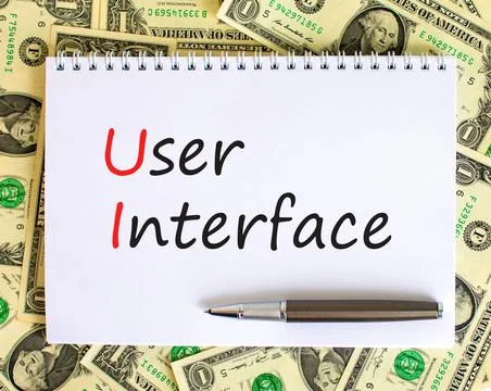 UI user interface symbol. Concept words UI user interface on white note. Meta Stock-Fotos