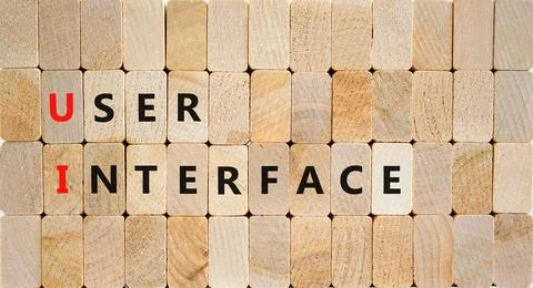 UI user interface symbol. Concept words UI user interface on wooden blocks on 库存照片