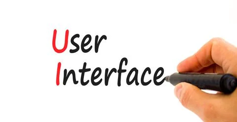 UI user interface symbol. Concept words UI user interface on white paper. Bus 写真素材