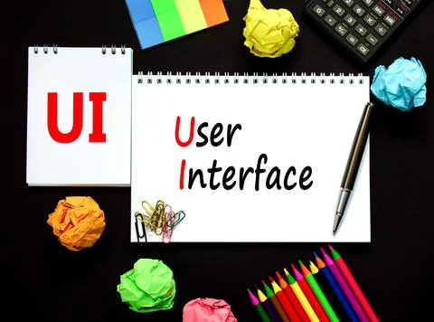 UI user interface symbol. Concept words UI user interface on white note. Meta 写真素材