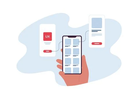 UI, UX and web design concept. Human hand holding smartphone Stock Illustration