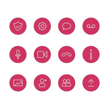 UI UX button set for video conferencing and meetings application Stock Illustration