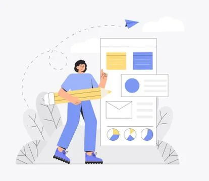 UI UX design concept of creating an application. Process of creating website Illustrazione stock