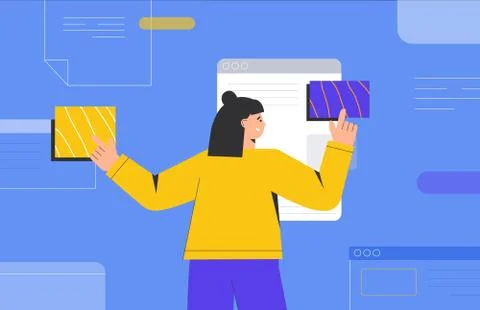 UI UX design concept of creating an application. Process of creating website Illustrazione stock