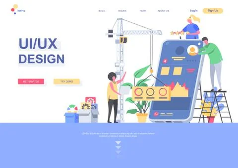 UI UX design flat landing page template Stockillustratie