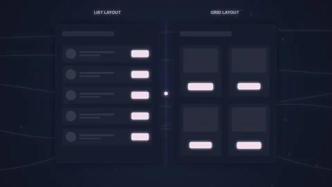 UI UX Design Layout Comparison: List vs. Grid Interface Options Stock Footage 348412465