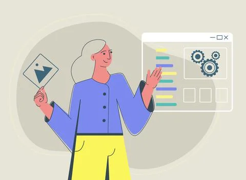 UI UX design, process of creating website template Stock Illustration