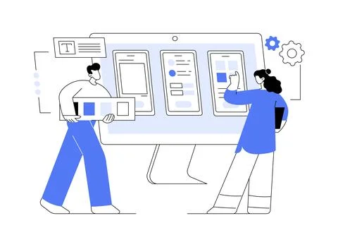 UI UX design software abstract concept vector illustration. Illustrazione stock