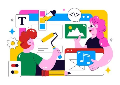 Ui Ux Design Vector Illustration Featuring Application and Software Website.. Illustrazione stock