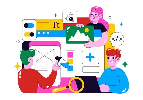 Ui Ux Design Vector Illustration Featuring Application and Software Website.. Stockillustratie