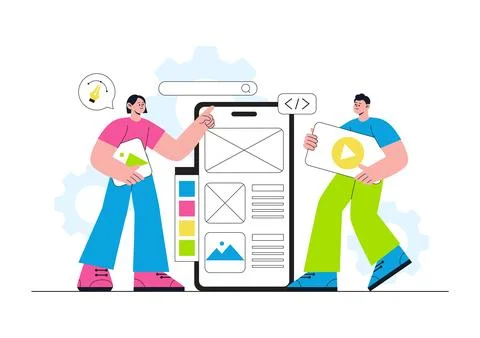 UI UX Design Vector Illustration Featuring User Interface, User Experience,.. Stockillustratie