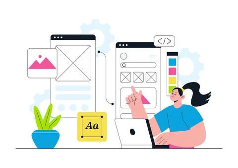 UI UX Design Vector Illustration Featuring User Interface, User Experience,.. Stock Illustration