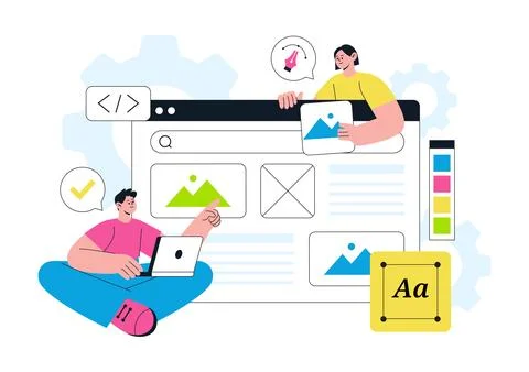 UI UX Design Vector Illustration Featuring User Interface, User Experience,.. Stockillustratie