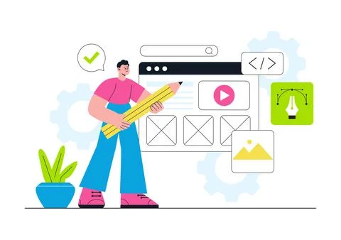 UI UX Design Vector Illustration Featuring User Interface, User Experience,.. Stockillustratie
