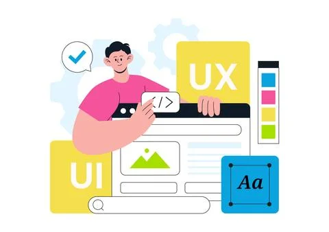 UI UX Design Vector Illustration Featuring User Interface, User Experience,.. Stockillustratie