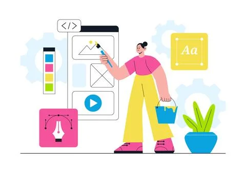 UI UX Design Vector Illustration Featuring User Interface, User Experience,.. Stockillustratie