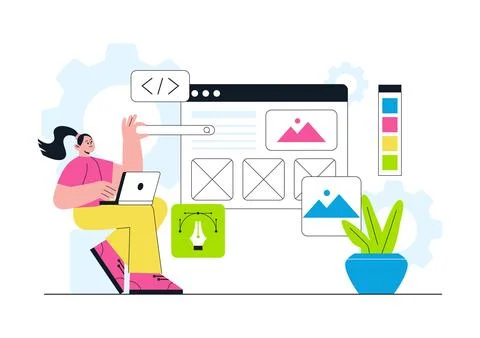 UI UX Design Vector Illustration Featuring User Interface, User Experience,.. Illustrazione stock