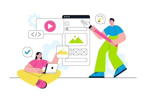 UI UX Design Vector Illustration Featuring User Interface, User Experience,.. Stockillustratie