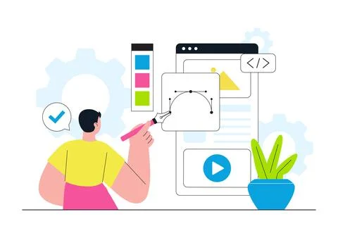 UI UX Design Vector Illustration Featuring User Interface, User Experience,.. Stockillustratie