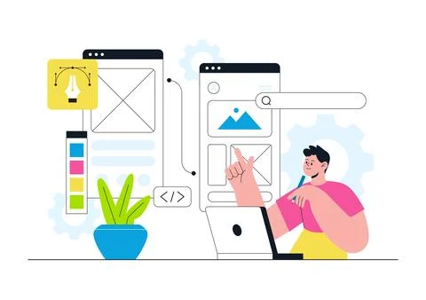 UI UX Design Vector Illustration Featuring User Interface, User Experience,.. Stockillustratie