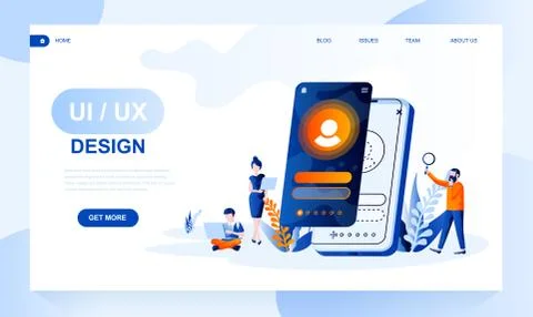 Ui, ux design vector landing page template Stock Illustration