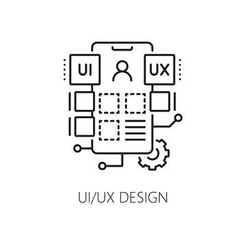 UI UX design, web app develop, optimization icon Illustrazione stock