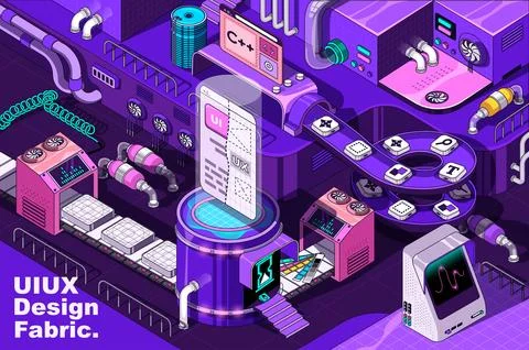 UI UX design web concept in 3d isometric design. App layouts and mobile int.. Stock Illustration