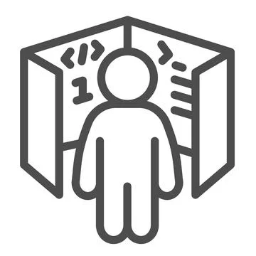 Ui ux designer, cube with code references, board line icon, it concept, web Stockillustratie